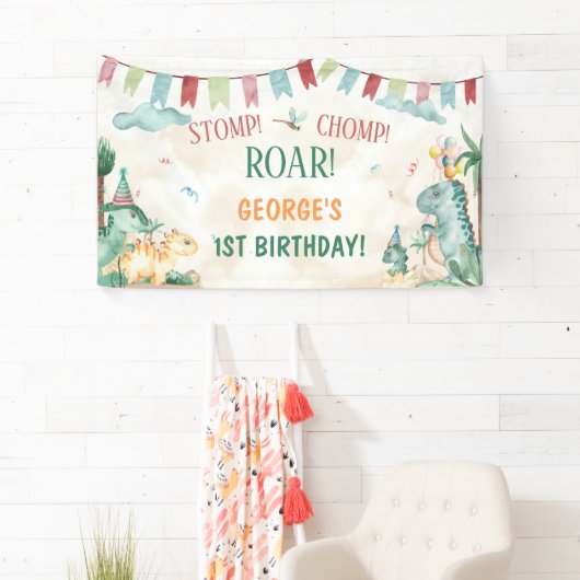 Schattigee Dinosaurussen Stomp Chomp Roar Boy Verj Spandoek (Insitu)