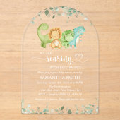 Schattigee dinosaurussen, T-Rex, Jurassic, Baby sh Acryl Uitnodigingen (Voorkant)