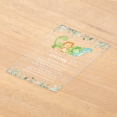 Schattigee dinosaurussen, T-Rex, Jurassic, Baby sh Acryl Uitnodigingen (Laagn)