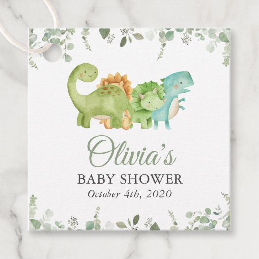 Schattigee dinosaurussen, T-Rex, Jurassic, Baby sh Bedankjes Labels (Voorkant)