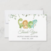 Schattigee dinosaurussen, T-Rex, Jurassic, Baby sh Bedankkaart (Voorkant)