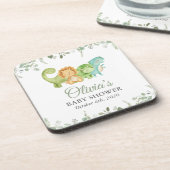 Schattigee dinosaurussen, T-Rex, Jurassic, Baby sh Bier Onderzetter (Linkerzijde)