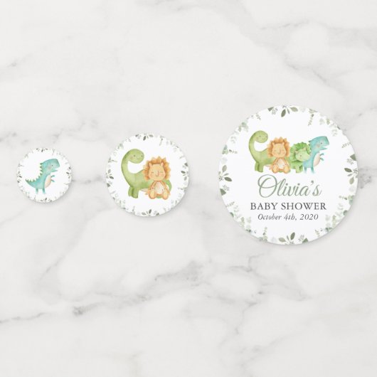 Schattigee dinosaurussen, T-Rex, Jurassic, Baby sh Confetti (Achterkanten)