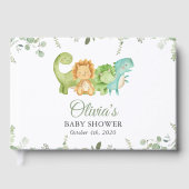 Schattigee dinosaurussen, T-Rex, Jurassic, Baby sh Gastenboek (Voorkant)