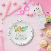 Schattigee dinosaurussen, T-Rex, Jurassic, Baby sh Papieren Bordje (Feest)