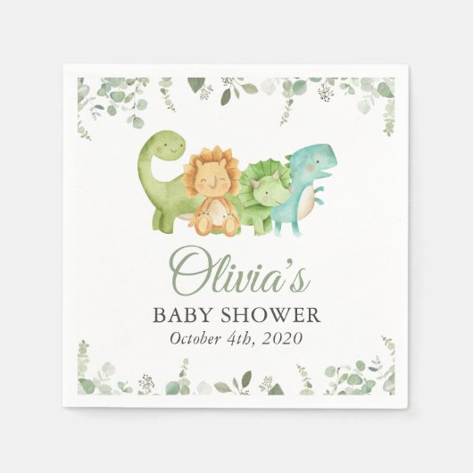 Schattigee dinosaurussen, T-Rex, Jurassic, Baby sh Servet (Voorkant)