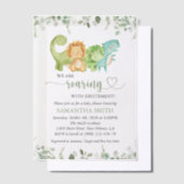 Schattigee dinosaurussen, T-Rex, Jurassic, Baby sh Vellum Uitnodigingen (Offset)