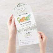 Schattigee dinosaurussen, T-Rex, Jurassic, Eerste  All In One Uitnodiging (Afscheurbaar)