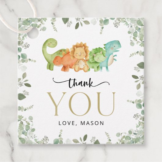 Schattigee dinosaurussen, T-Rex, Jurassic, Eerste Bedankjes Labels (Voorkant)