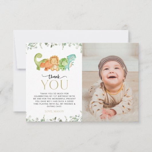 Schattigee dinosaurussen, T-Rex, Jurassic, Eerste Bedankkaart (Voorkant)