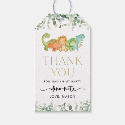 Schattigee dinosaurussen, T-Rex, Jurassic, Eerste Cadeaulabel (Voorkant)