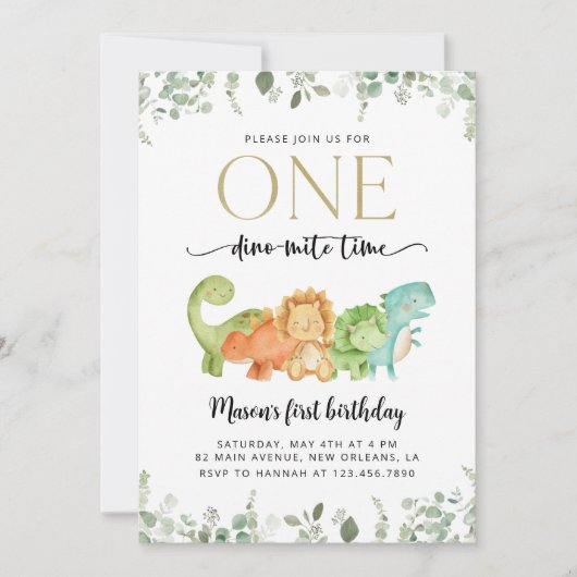 Schattigee dinosaurussen, T-Rex, Jurassic, Eerste  Kaart (Voorkant)