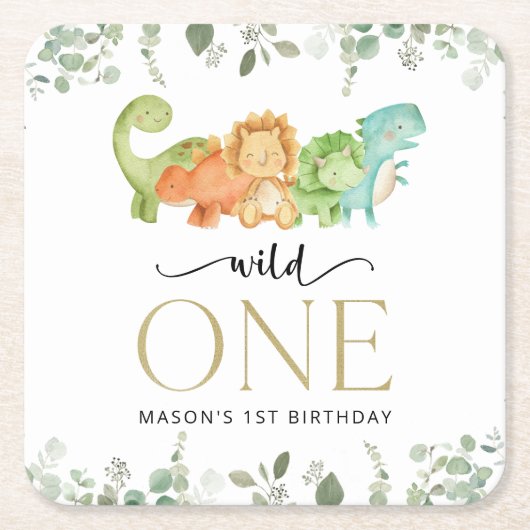 Schattigee dinosaurussen, T-Rex, Jurassic, Eerste Kartonnen Onderzetters (Voorkant)