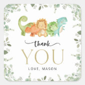 Schattigee dinosaurussen, T-Rex, Jurassic, Eerste  Vierkante Sticker (Voorkant)