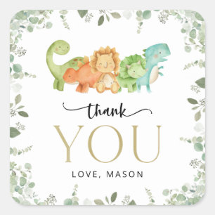 Schattigee dinosaurussen, T-Rex, Jurassic, Eerste Vierkante Sticker