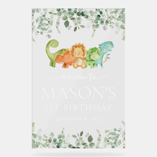 Schattigee dinosaurussen, T-Rex, Jurassic, Verjaar Acryl Bord (Voorkant)