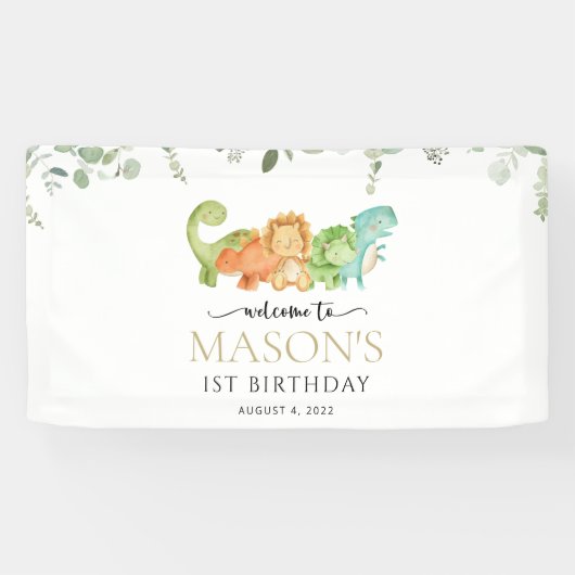 Schattigee dinosaurussen, T-Rex, Jurassic, Verjaar Spandoek (Horizontaal)