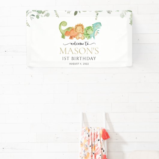 Schattigee dinosaurussen, T-Rex, Jurassic, Verjaar Spandoek (Insitu)