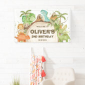 Schattigee Dinosaurussen Verjaardag Baby shower Ac Spandoek (Insitu)