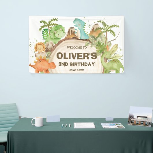 Schattigee Dinosaurussen Verjaardag Baby shower Ac Spandoek (Beurs)