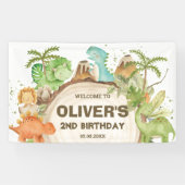 Schattigee Dinosaurussen Verjaardag Baby shower Ac Spandoek (Horizontaal)
