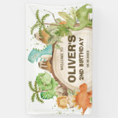 Schattigee Dinosaurussen Verjaardag Baby shower Ac Spandoek (Verticaal)