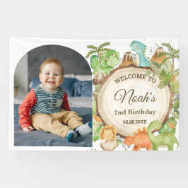 Schattigee Dinosaurussen Verjaardag Welkom Foto Ac Spandoek