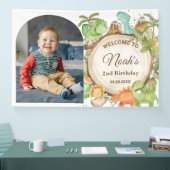 Schattigee Dinosaurussen Verjaardag Welkom Foto Ac Spandoek (Beurs)