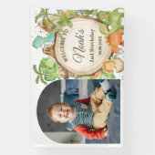 Schattigee Dinosaurussen Verjaardag Welkom Foto Ac Spandoek (Verticaal)