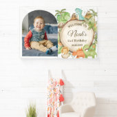 Schattigee Dinosaurussen Verjaardag Welkom Foto Ac Spandoek (Insitu)