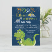 Schattigee Dinosaurussen Verjaardagsfeest Aanpasse Kaart (Staand voorkant)