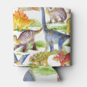 Schattigee Dinosaurussen Waterverf Naadloze Kunst Blikjeskoeler (Achterkant)