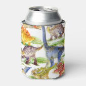 Schattigee Dinosaurussen Waterverf Naadloze Kunst Blikjeskoeler (Blikje Voorkant)