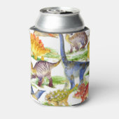 Schattigee Dinosaurussen Waterverf Naadloze Kunst Blikjeskoeler (Blikje Achterkant)