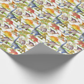 Schattigee Dinosaurussen Waterverf Naadloze Kunst Cadeaupapier (Hoek)