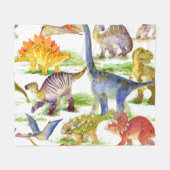 Schattigee Dinosaurussen Waterverf Naadloze Kunst Fleece Deken (Voorkant (Horizontaal))