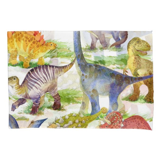 Schattigee Dinosaurussen Waterverf Naadloze Kunst Kussensloop (Voorkant)