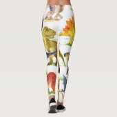 Schattigee Dinosaurussen Waterverf Naadloze Kunst Leggings (Achterkant)