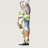 Schattigee Dinosaurussen Waterverf Naadloze Kunst Leggings (Links)