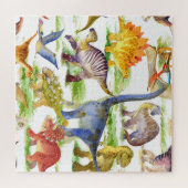 Schattigee Dinosaurussen Waterverf Naadloze Kunst Legpuzzel (Horizontaal)