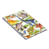 Schattigee Dinosaurussen Waterverf Naadloze Kunst Notitieboek (Rechterzijde)