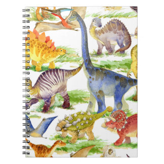 Schattigee Dinosaurussen Waterverf Naadloze Kunst Notitieboek