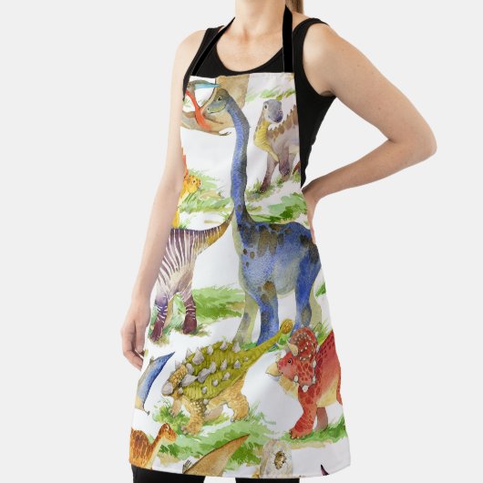 Schattigee Dinosaurussen Waterverf Naadloze Kunst Schort (Insitu)