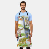 Schattigee Dinosaurussen Waterverf Naadloze Kunst Schort (Gedragen)