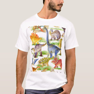Schattigee Dinosaurussen Waterverf Naadloze Kunst T-shirt