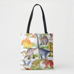Schattigee Dinosaurussen Waterverf Naadloze Kunst Tote Bag