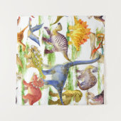 Schattigee Dinosaurussen Waterverf Naadloze Kunst Wandkleed (Voorkant (horizontaal))