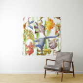 Schattigee Dinosaurussen Waterverf Naadloze Kunst Wandkleed (In Situ (horizontaal))