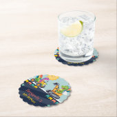 Schattigee dinosaurustractor Truck Regenboogballon Kartonnen Onderzetters (Insitu)