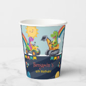 Schattigee dinosaurustractor Truck Regenboogballon Papieren Bekers (Achterkant)